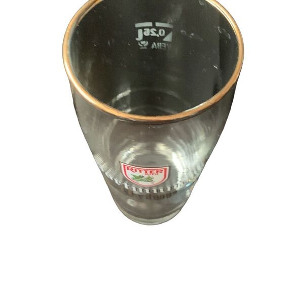 Vintage Riter Bier Beer Dortmunder .25 Liter Gold Rim Glass West Germany Rare - Picture 7 of 11